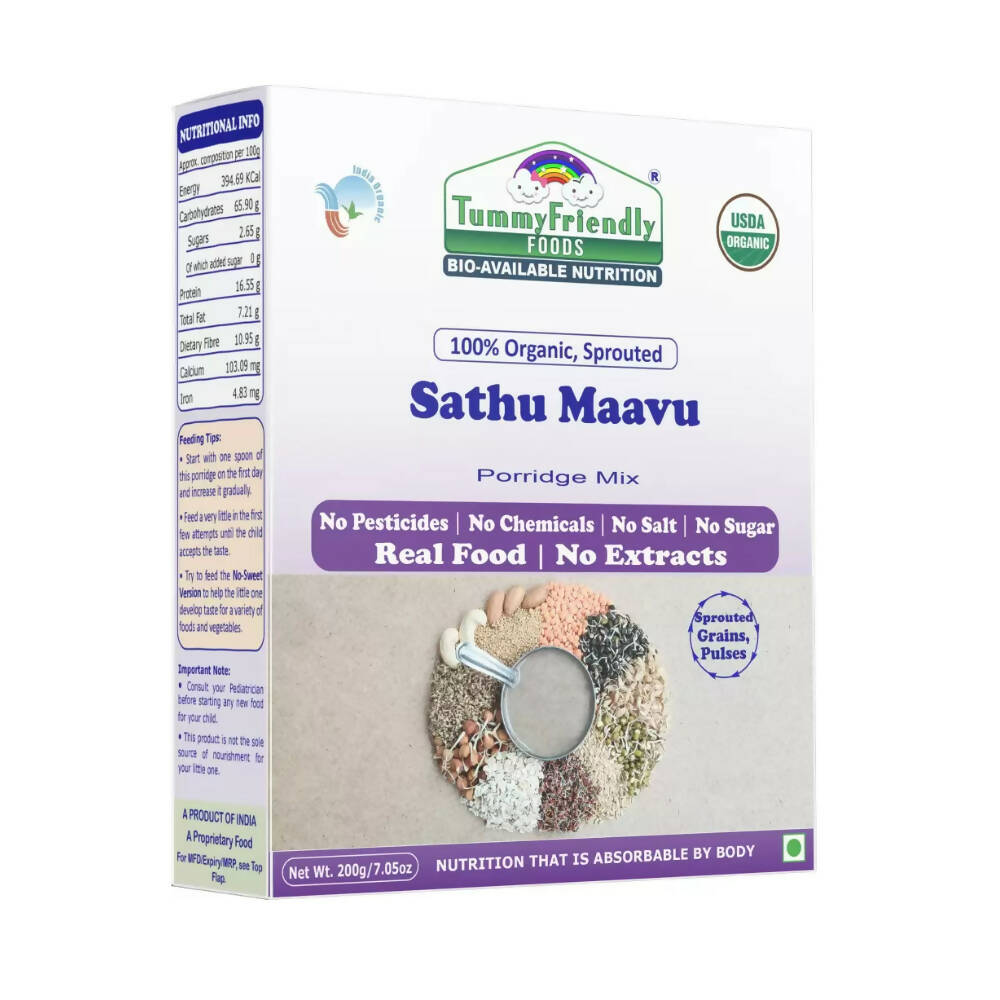 TummyFriendly Foods Stage3 Sprouted Ragi, Brown Rice, Oats, Sathu Maavu, Pulses, Vegetables & Fruit Porridge Mixes For 8 Months | Grocsy