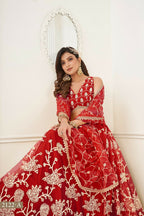 Eilara Women'S Red Butterfly Net With Sequins And Embroidery Work Lehenga Choli For Wedding | Grocsy