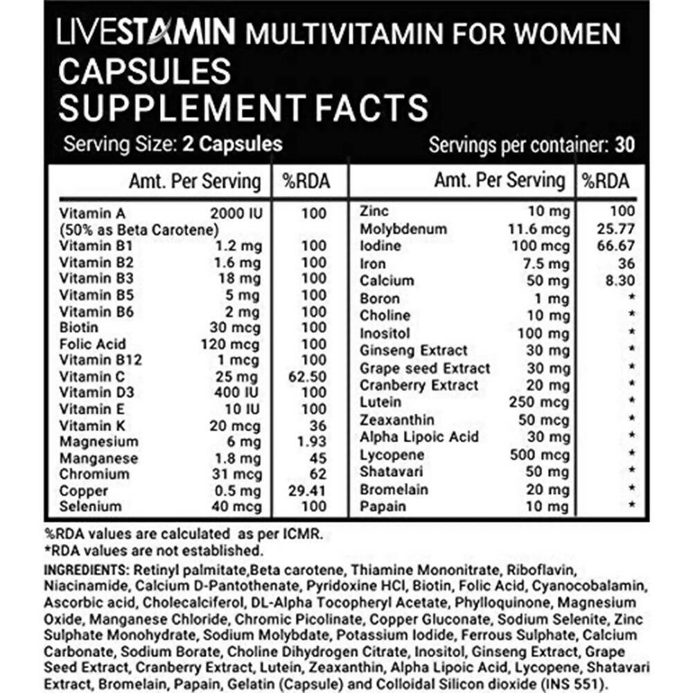 Livestamin Multivitamins & Minerals For Women Capsules | Grocsy