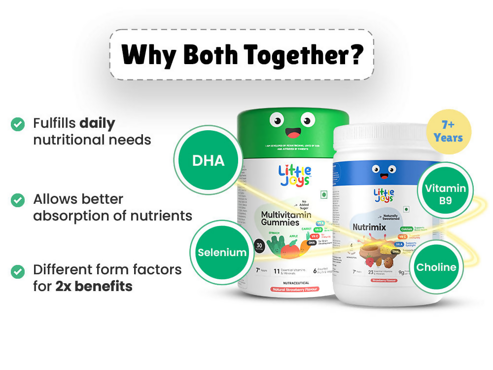 Little Joys Multivitamin Gummies & Nutrimix Immunity Boosting Kit Strawberry 2 Years + | Grocsy