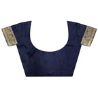 Joban Fashion Navy Blue Floral Jacquard Woven Design Cotton Silk Banarasi Silk Saree | Grocsy
