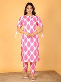 Aramya Straight Soft Cotton Foliage Print Women's Kurta - Pink | Grocsy