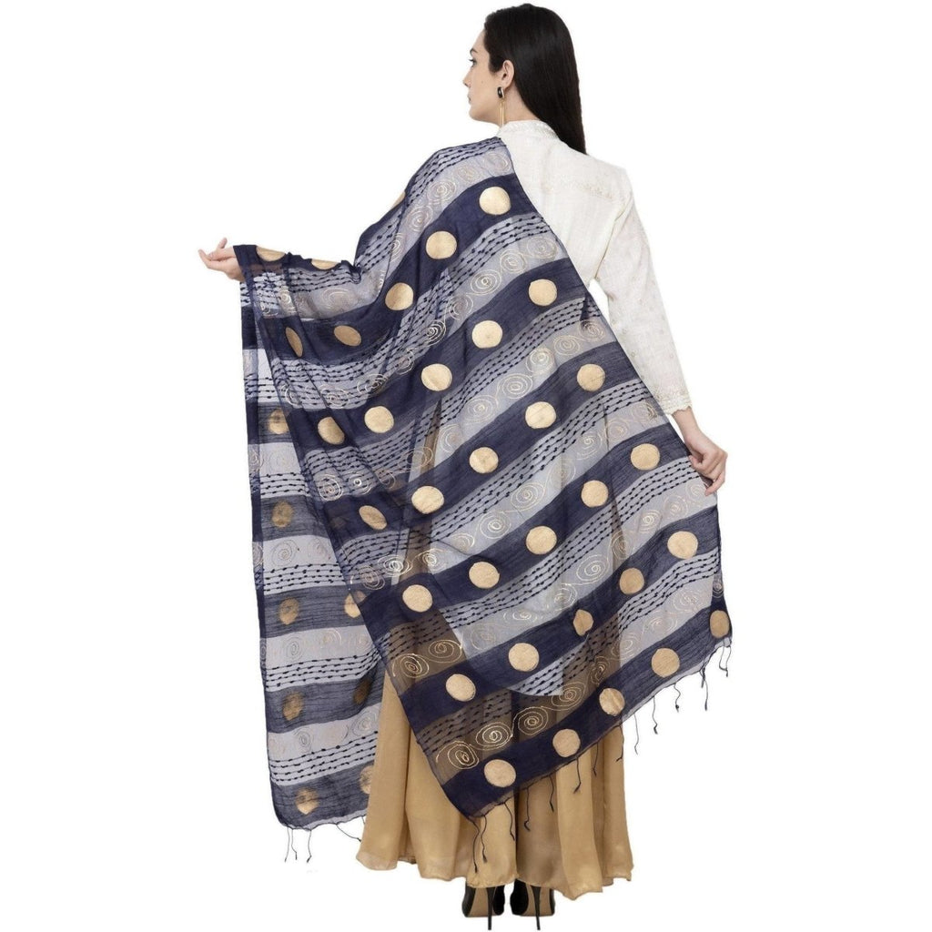 A R Silk Payal Gold Print Fancy Dupatta Color Navy Dupatta or Chunni | Grocsy