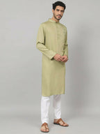 Motif Embroidered Cotton Kurta by Hilo Design | Grocsy