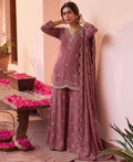 KC Roman Silk Palazzo Suit For Women Wedding Wear Pink | Grocsy