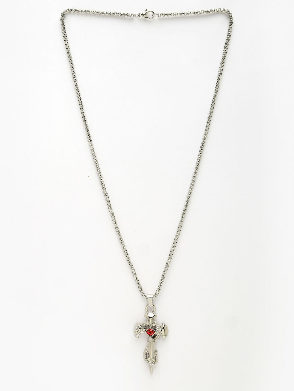NVR Men's Silver-Plated Stainless Steel Pendant with Chain | Grocsy