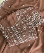 KC Peach Pakistani Straight Suit For Women Chiffon | Grocsy