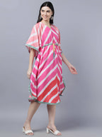 Myshka Women's Multicoloured Striped Kaftan Dress | Grocsy