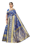 Vamika Banarasi Jaquard Blue Weaving Saree | Grocsy