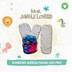 Kindermum Nano Pro Aio Cloth Diaper ( With 2 Organic Inserts And Power Booster)-Random Jungle For Kids | Grocsy