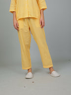 Breathables Women Cotton Checks Night Suit Shirt And Pants Co-Ord Set I Night Wear-Yellow | Grocsy