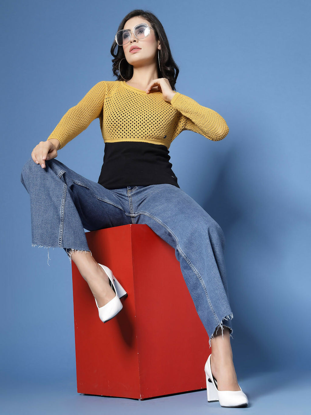 Women Winter Yellow Cotton Pullover - Wool Trees | Grocsy