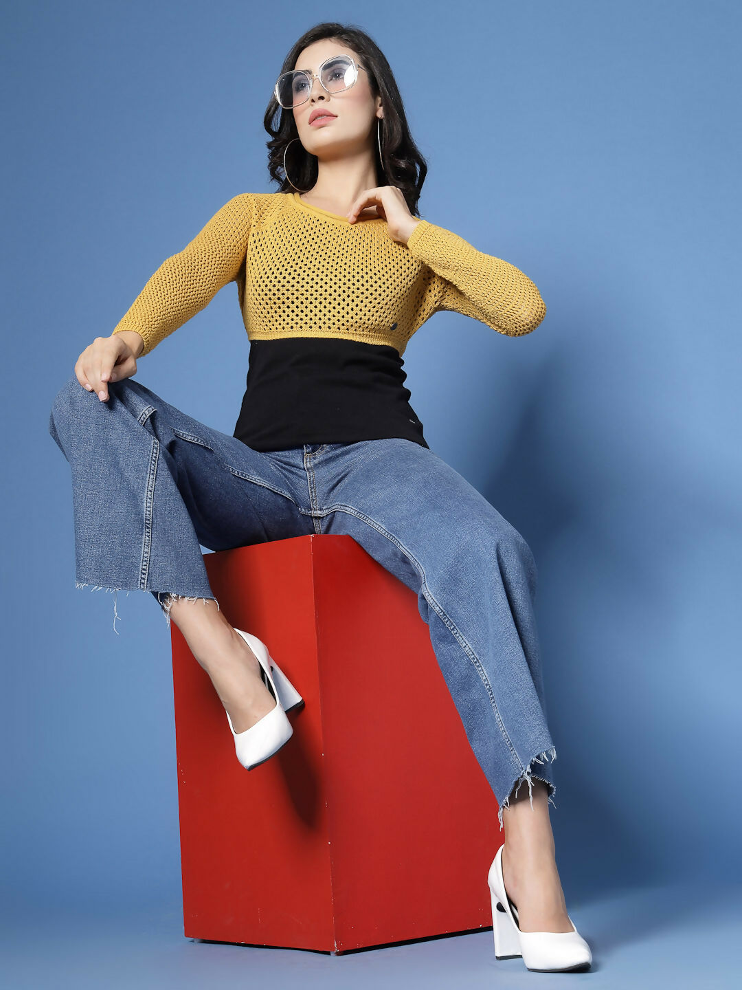 Women Winter Yellow Cotton Pullover - Wool Trees | Grocsy