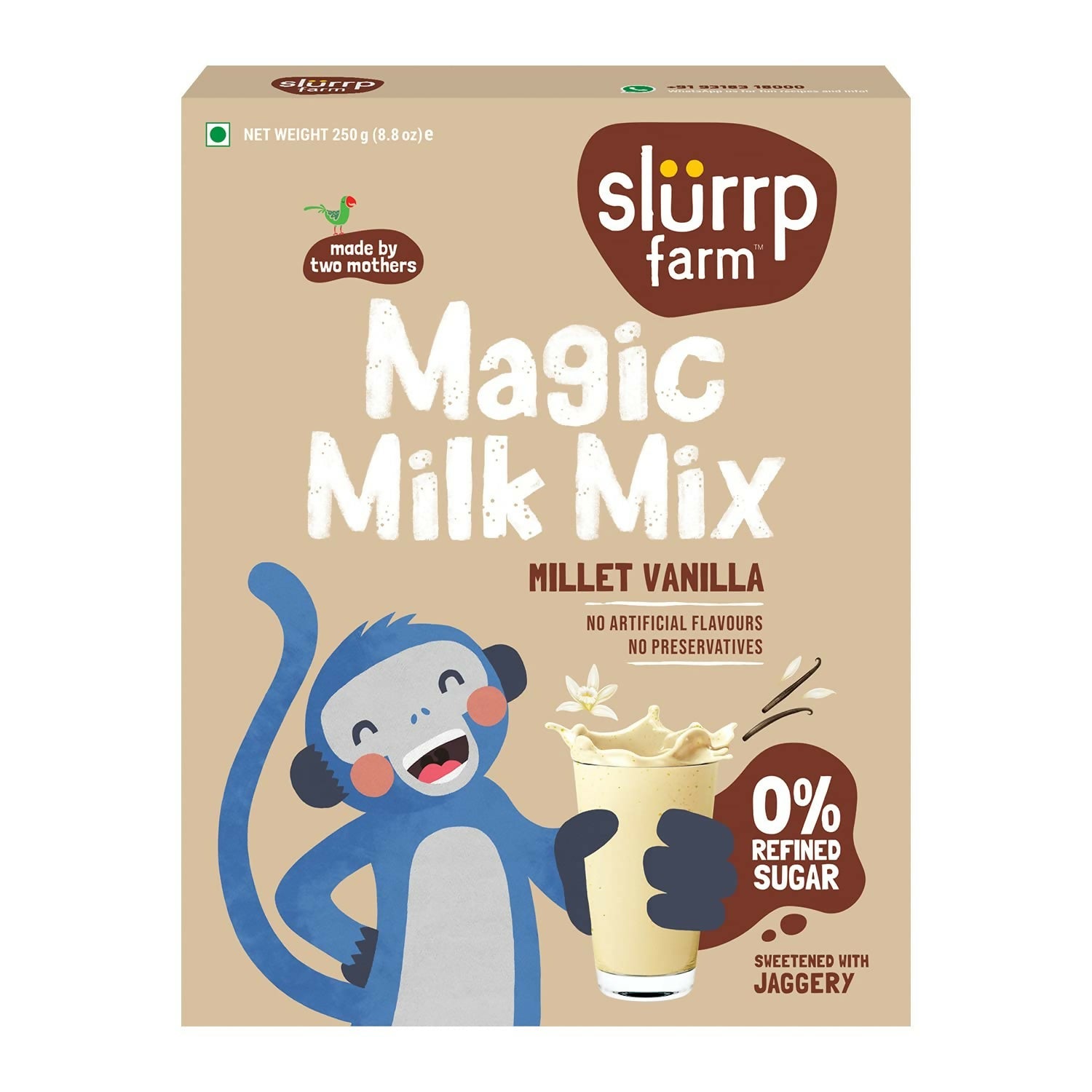 Slurrp Farm Vanilla Magic Milk Mix Sweetened with Jaggery Powder | Grocsy