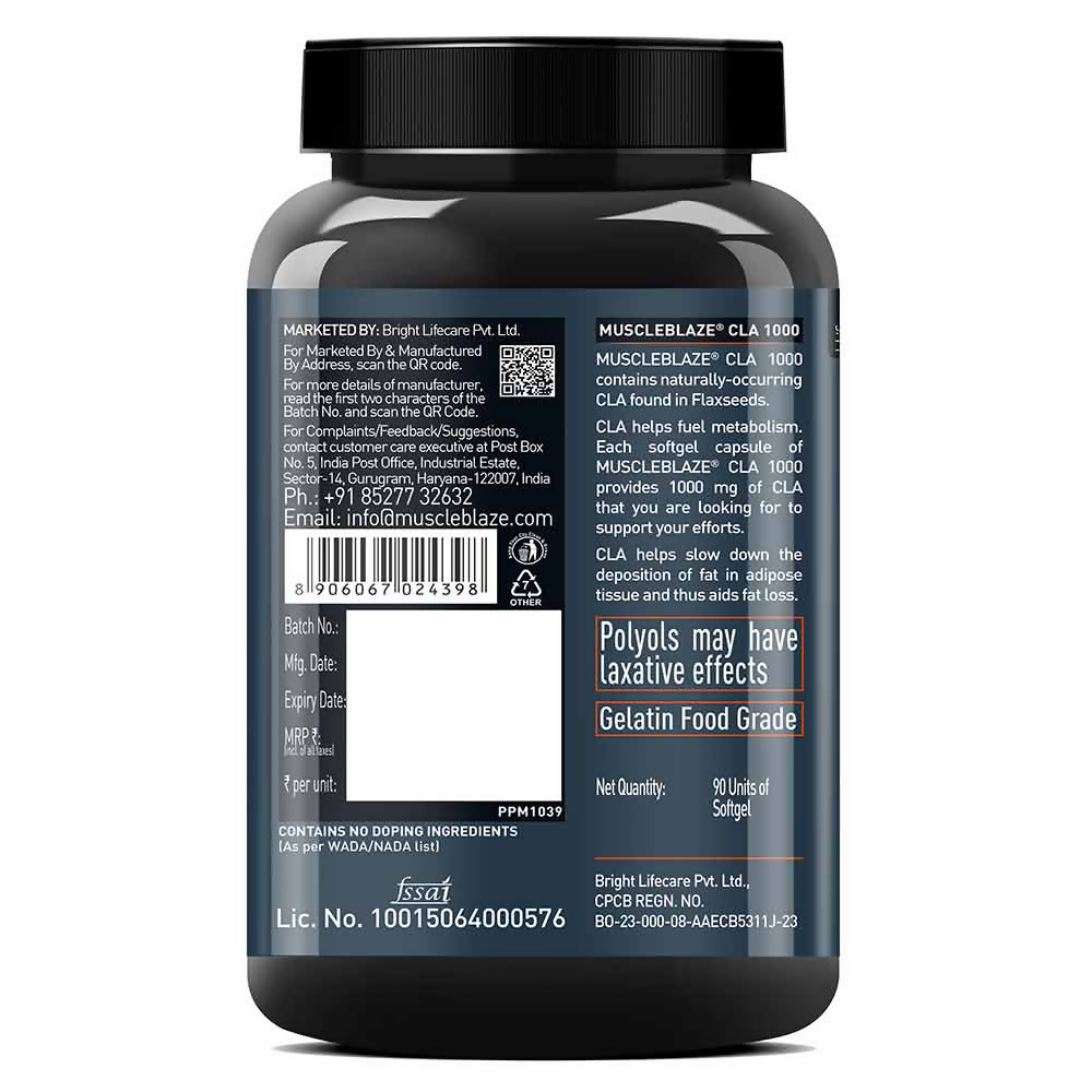MuscleBlaze CLA 1000 Fat Burner Supplement | Grocsy