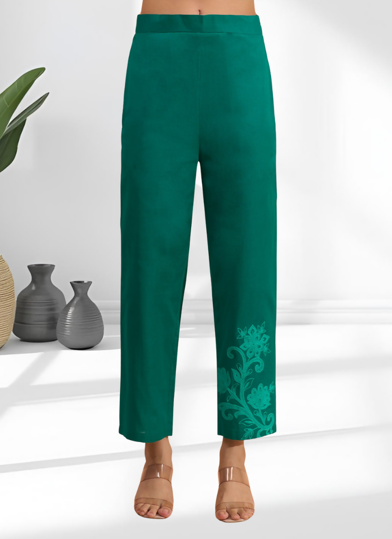 Joban Fashion Green Cotton, Linen Embroidered Readymade Cord Set | Grocsy