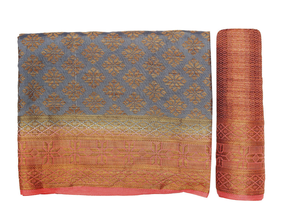 Mimosa Women's Patola Art Silk Grey Saree | Grocsy