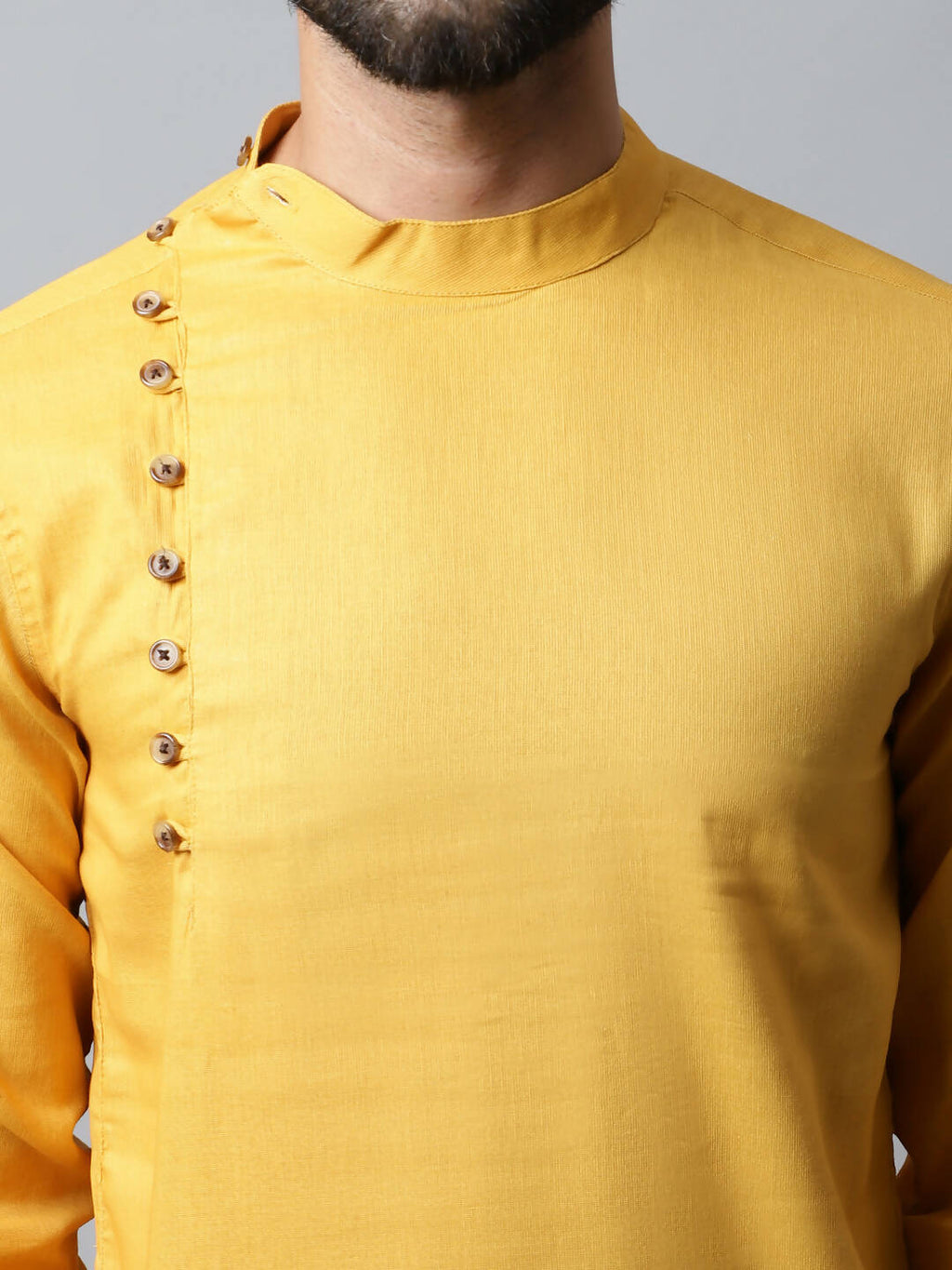 Even Apparels Yellow Color Pure Cotton Men's Kurta With Side Placket (MMS1130) | Grocsy
