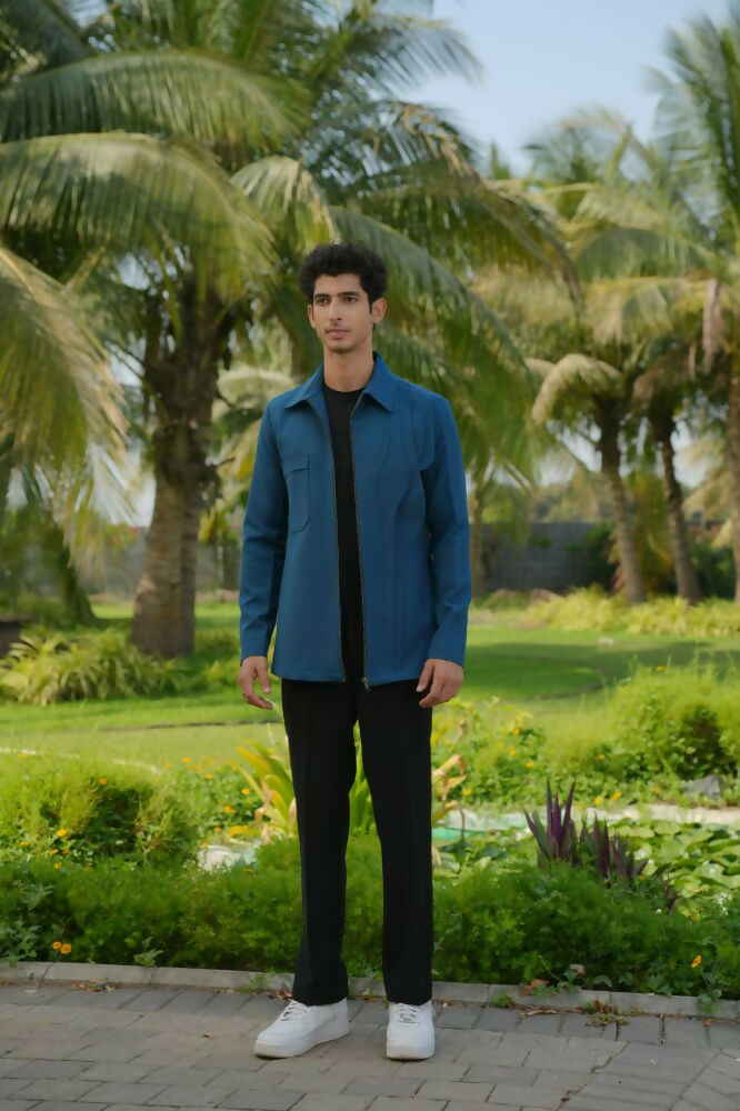 Sleek Teal Blue Shacket by Hilo Design | Grocsy