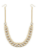 Gold-Polished White Kundan-Studded Pearl Beaded Hair Band - Ruby Raang | Grocsy