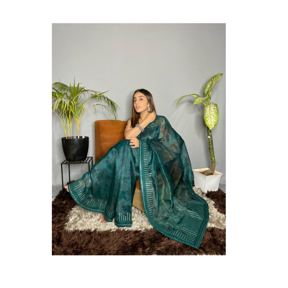 Vamsee Rinkle-Gotta Maroon Organza Saree | Grocsy