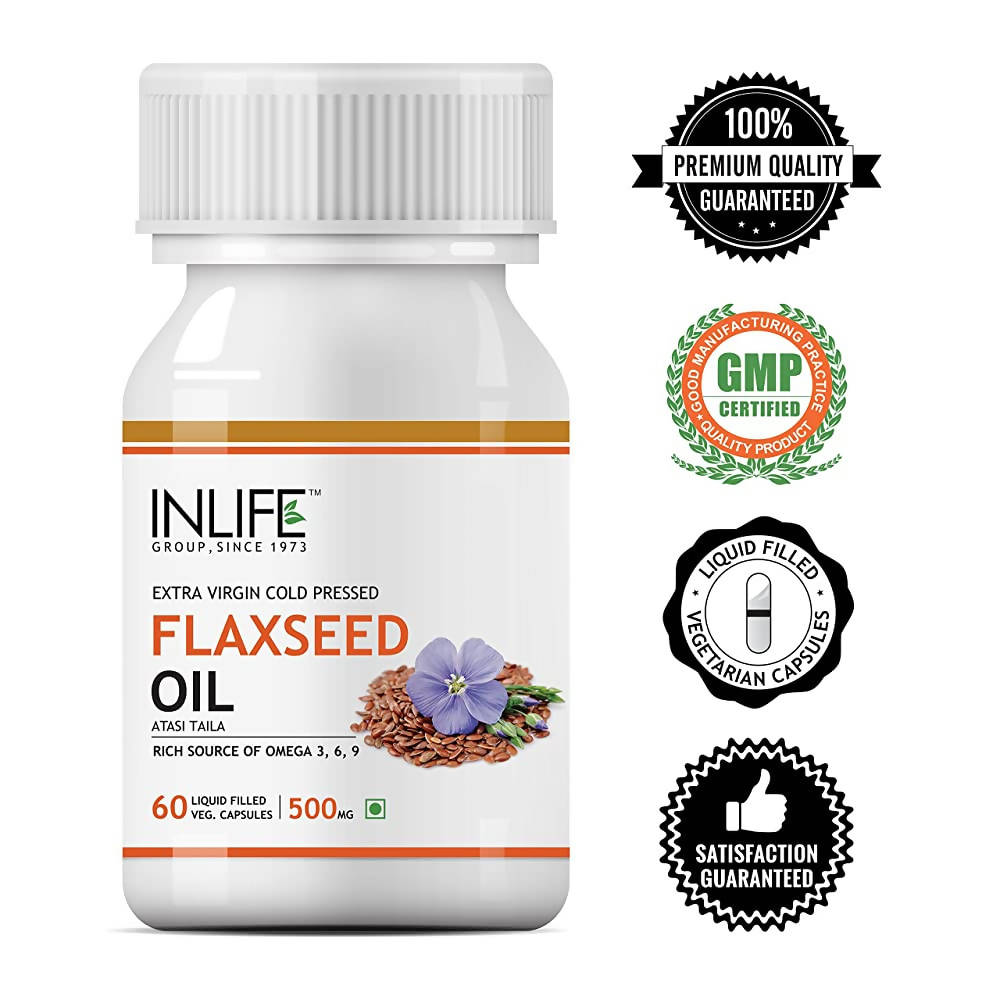 Inlife Flaxseed Oil Capsules Without Gelatin | Grocsy