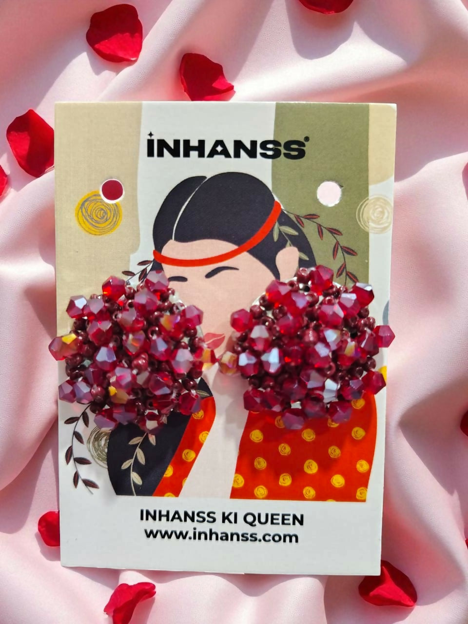 Inhanns Small Statement Studs Earrings - Maroon | Grocsy
