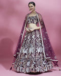 House of Panchhi Burgundy Net Sequinse Work Lehenga & Blouse with Dupatta | Grocsy