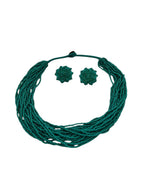 Inhanns Vibrant Handmade 20 Layers Beaded Necklace With Matching Earrings - Sea Green | Grocsy