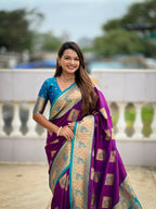 PR Fashion Magenta Soft Banarasi Silk With Zari Weaving Meenakari Design Saree | Grocsy