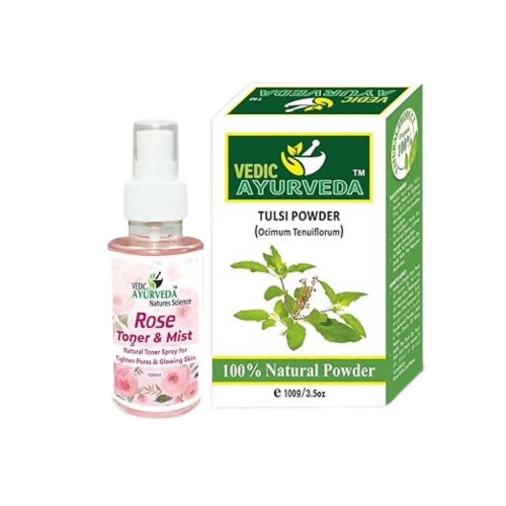 VedicAyurveda Tulsi Powder with Rose Water | Grocsy