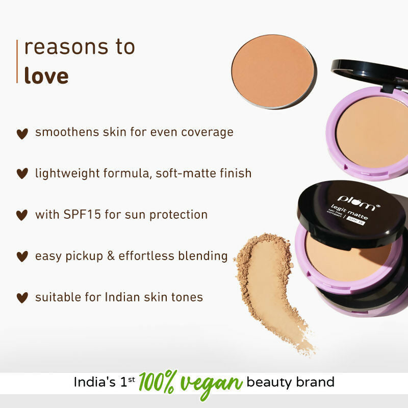 Plum Legit Matte Talc-Free Compact With SPF15 - Pinched Blush - 115P | Grocsy