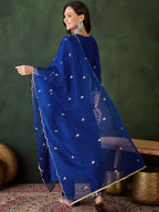 Sangria Embroidered Zari Sequence Kurta & Trouser With Dupatta | Grocsy