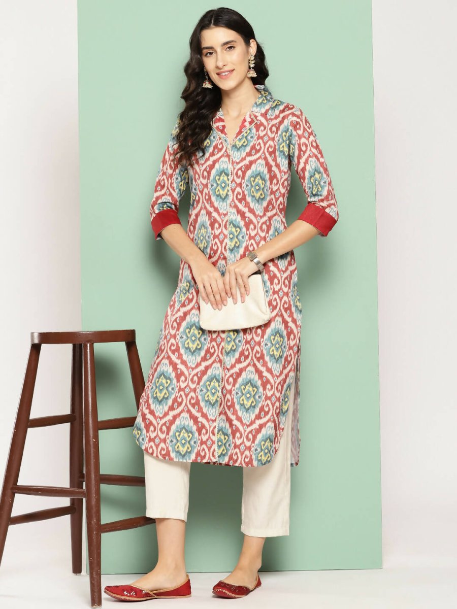 Ahalyaa Women's Traditional wear Kurta - Red | Grocsy