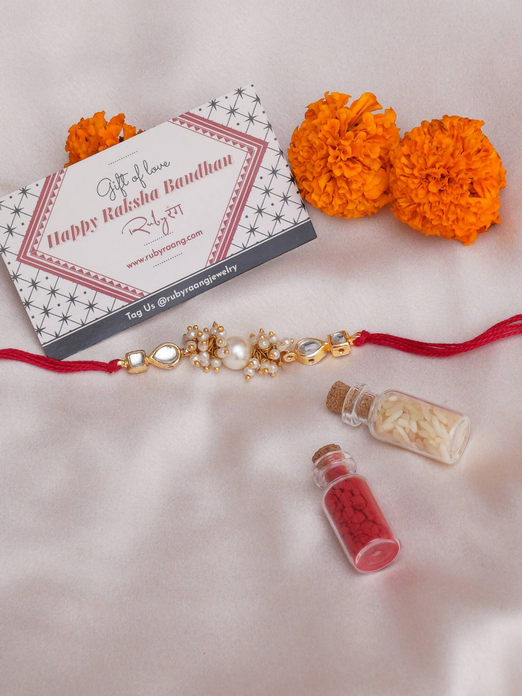 Designer kundan Rakhi - Ruby Raang | Grocsy