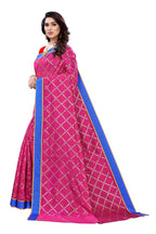 Vamika Pink Linen Foil Print Saree (YOGI PINK) | Grocsy