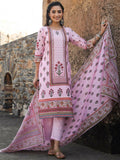 Juniper Women's Lilac Cambric Floral Placement Printed Straight Fit Kurta Sets | Grocsy