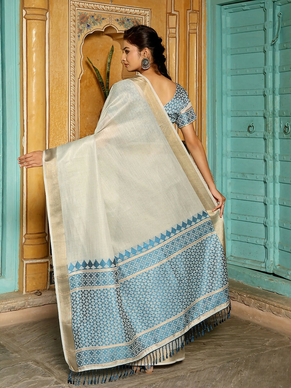 Shree Shyam Fashion Sky Blueline Saree | Grocsy
