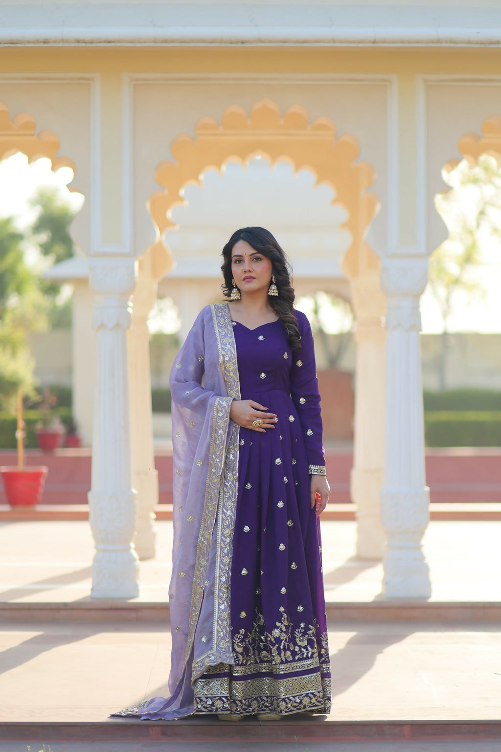 Joban Fashion Blue Georgette Sequence Embroidery Work Kurta Set | Grocsy