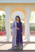 Joban Fashion Blue Georgette Sequence Embroidery Work Kurta Set | Grocsy