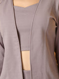 Myshka Women's Lavender Solid Jacket | Grocsy