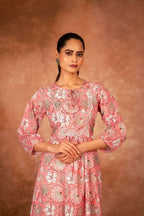 Joban Fashion Pink Floral Hand Block Printed Cotton Kurta Pant Set | Grocsy