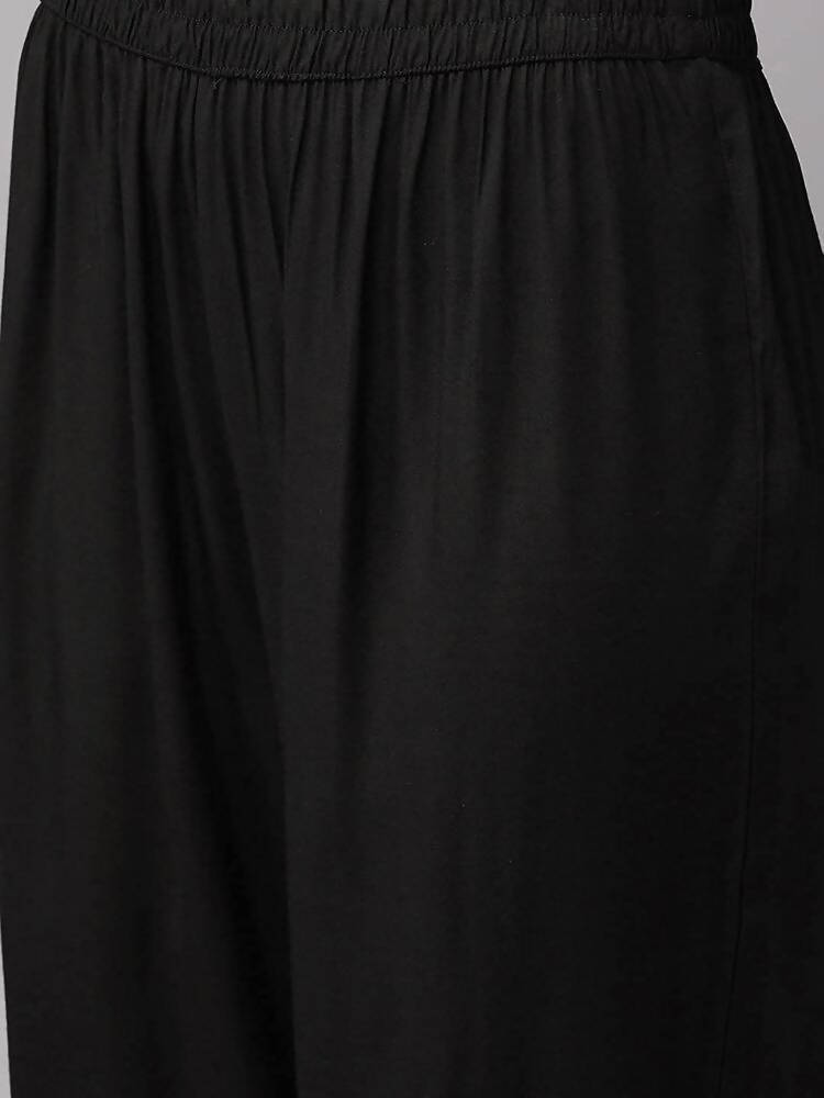 Yufta Women Black & Golden Handblock Printed Kurta with Trouser | Grocsy