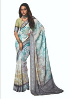 Joban Fashion Dola Silk With Zari Border Shaded Multi Color Work Saree | Grocsy