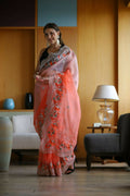 Vamsee Sanyogita Sanyogita - Orange Organza Saree | Grocsy