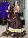 Yash Enterprise Brawn Rayon Cotton Embroidery Semi Stitched Navratri Top Chaniya Choli | Grocsy
