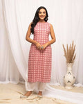FIORRA Women's Floral Printed Pink Cotton Straight Kurta | Grocsy