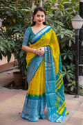 Yellow Jute Silk Ethnic Motifs Saree with Unstitched Blouse - Hiral Fashion | Grocsy