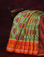 Dark Leaf Green Printed Semi Chanderi Saree By Gayathri Reddy Designer Studio | Grocsy