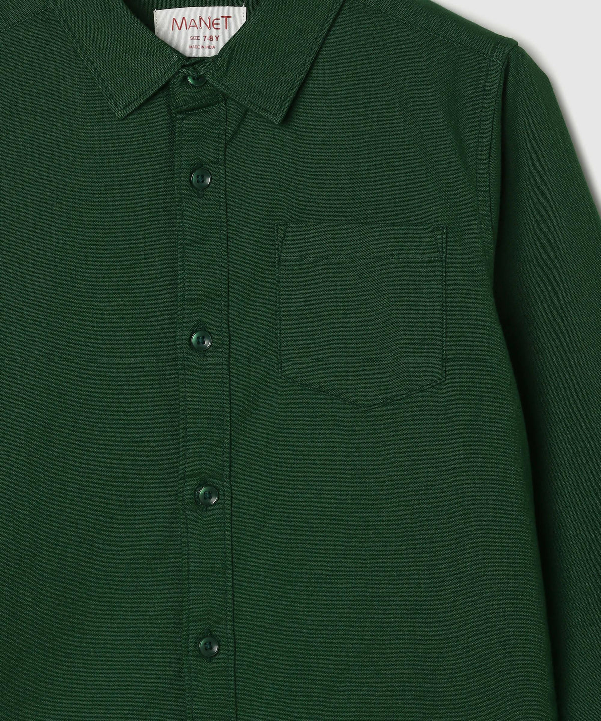 Manet Boys Full Sleeves Solid Shirt - Green | Grocsy